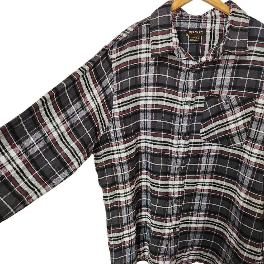 Stanley Workwear plaid check long sleeve button front shirt flannel 2XL - Picture 2 of 7